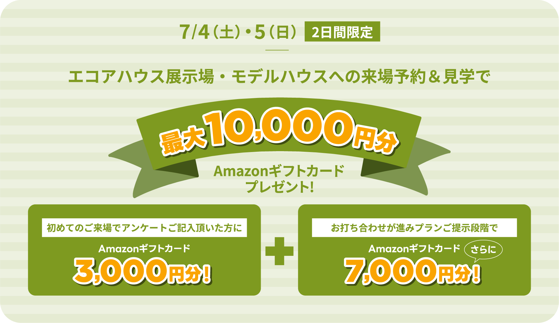 エコアハウス展示場・モデルハウスへの来場予約&見学で最大10,000円分Amazonギフトカードプレゼント