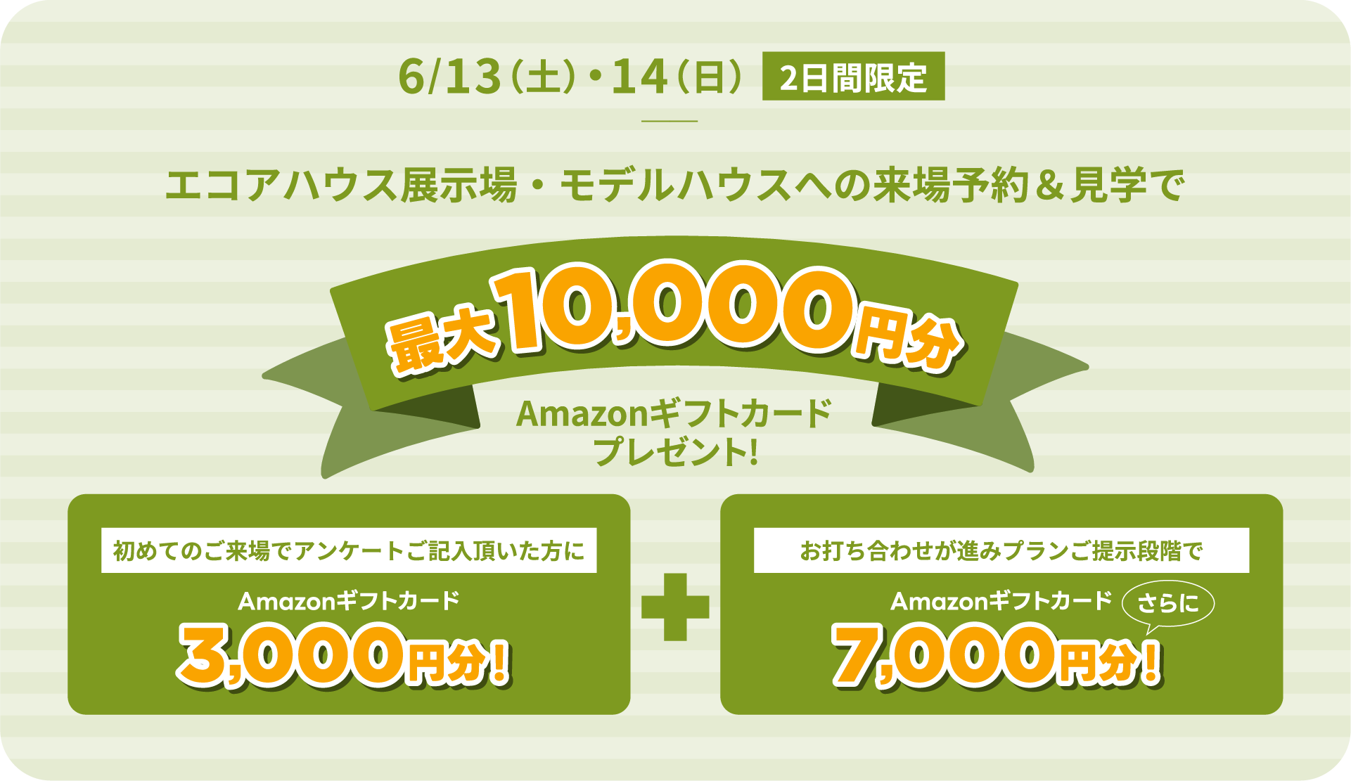 エコアハウス展示場・モデルハウスへの来場予約&見学で最大10,000円分Amazonギフトカードプレゼント