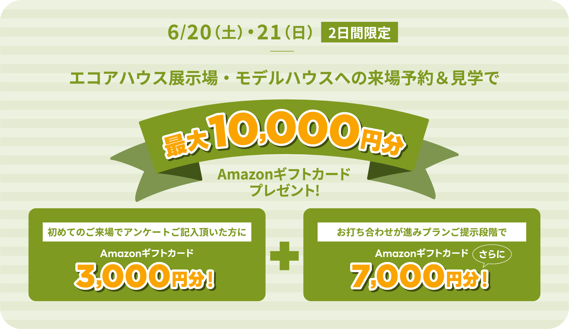 エコアハウス展示場・モデルハウスへの来場予約＆見学で最大10,000円分Amazonギフトカードプレゼント