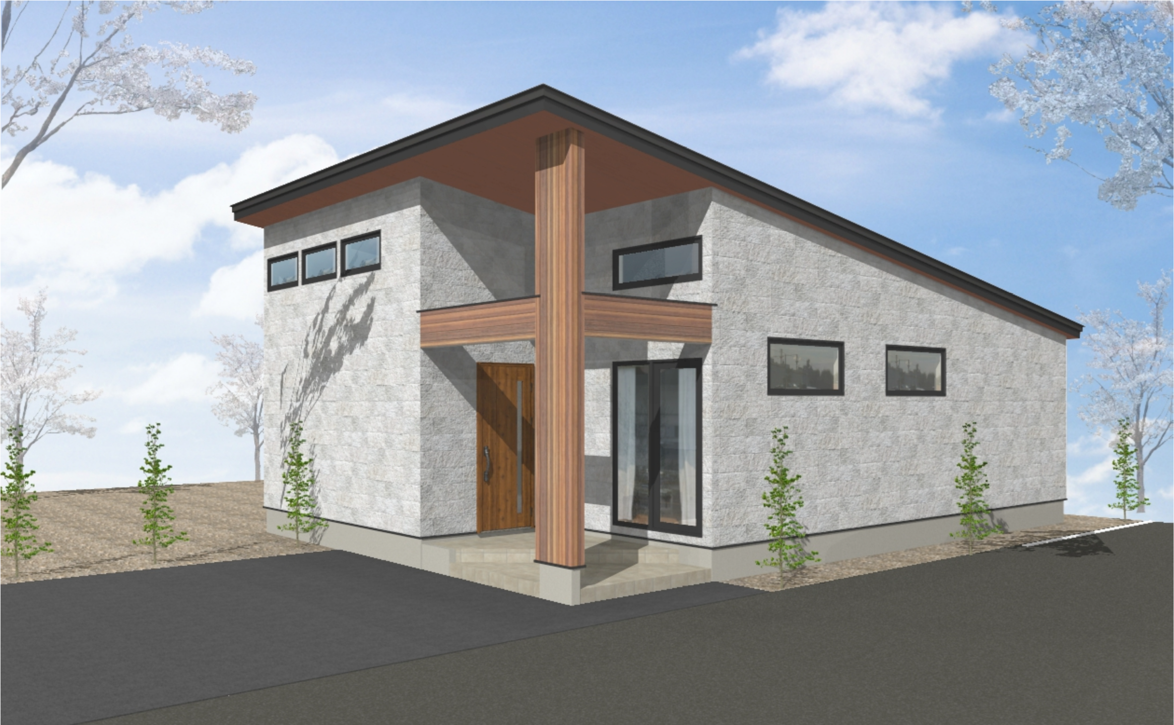 北陽展示場 平屋モデルハウス「LDKが斜天井の猫と共生できるゴージャスモダンなお家」